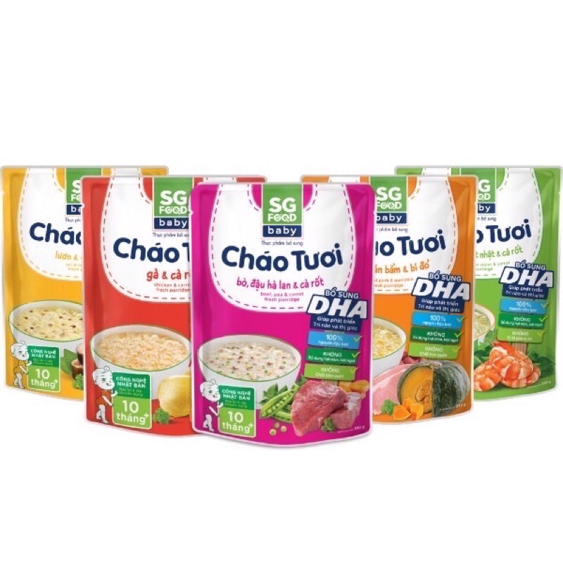 Combo 10 gói cháo tươi dinh dưỡng Sài Gòn Food 240g cho bé 10m+
