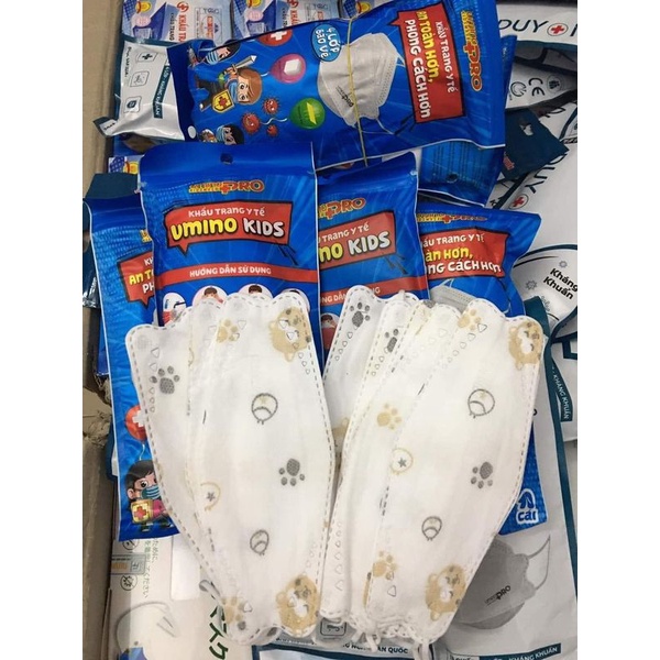 KHẨU TRANG 4D UMINO KIDS PRO/HOẠ TIẾT - 4LỚP KHÁNG KHUẨN - CÔNG NGHỆ HÀN QUỐC