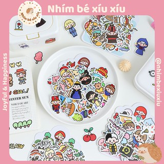 Set 100 sticker Công chúa cổ tích (4 màu) set hình dán trang trí sổ tay VT107