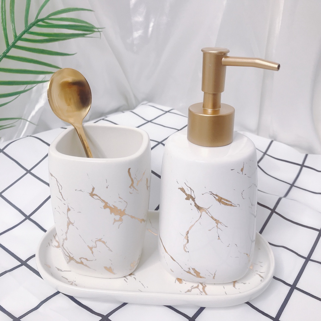 Bình Sứ Cao Đựng Dầu Gội Sữa Tắm Nước Rửa Tay, Đồ Nhà Tắm Cao Cấp