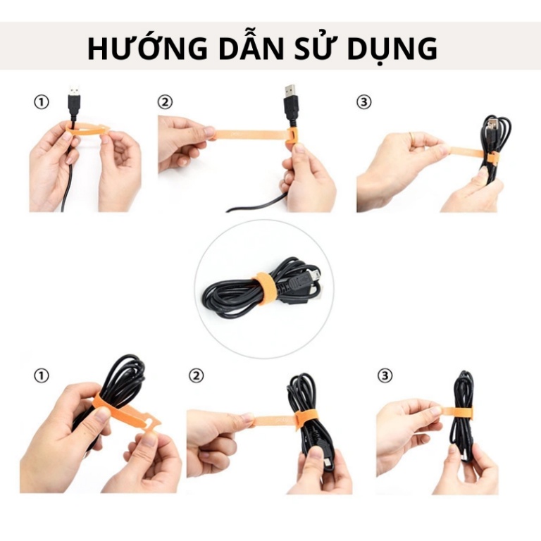 10 Dây Băng Gai Velcro Cuốn Gọn Dây Điện, Dây Cáp Điện Thoại, Macbook, iPad, Laptop