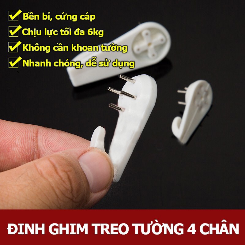 Combo 10 Đinh 4 Chân Đóng Tường Móc Treo Oenon Chịu Lực 3kg - OENEN