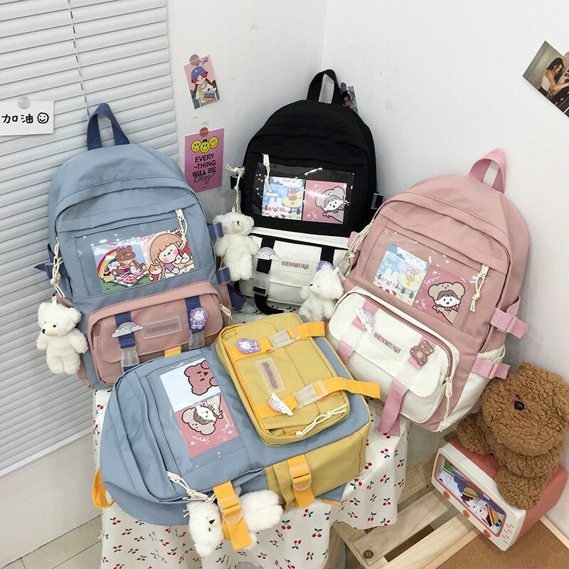 Balo ulzzang đi học phong cách Hàn Quốc cực xinh, balo học sinh sinh viên cao cấp chống nước MH01