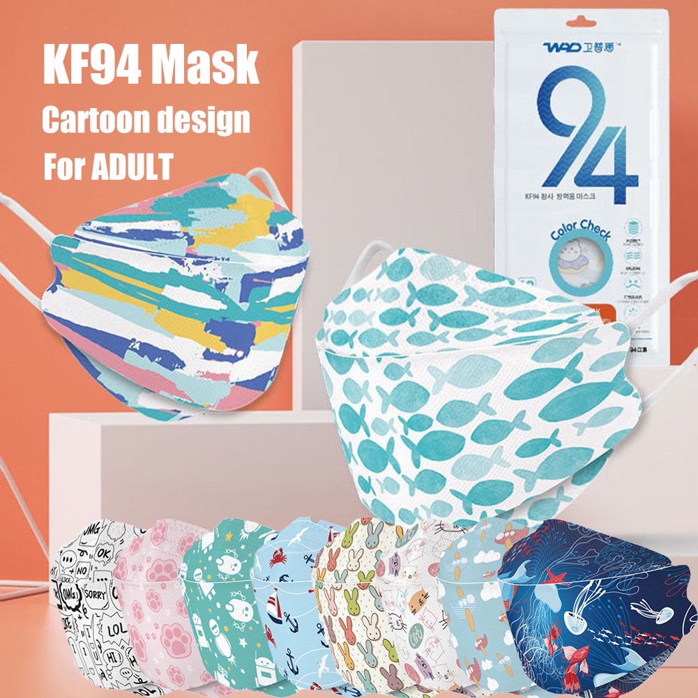 ♥10 chiếc mặt nạ kf94 họa tiết hoạt hình Mặt nạ KF94 Sakura thiết kế 4 lớp không dệt bảo vệ mặt nạ 3