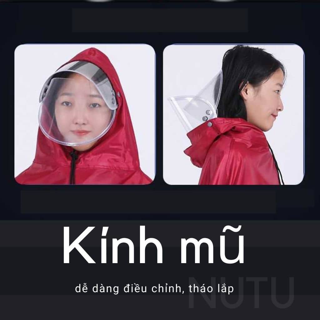 Áo Mưa Đơn-Đôi vải dù có kính,Phản quang - Kính che mặt, che gương chống ướt chống thấm siêu bền