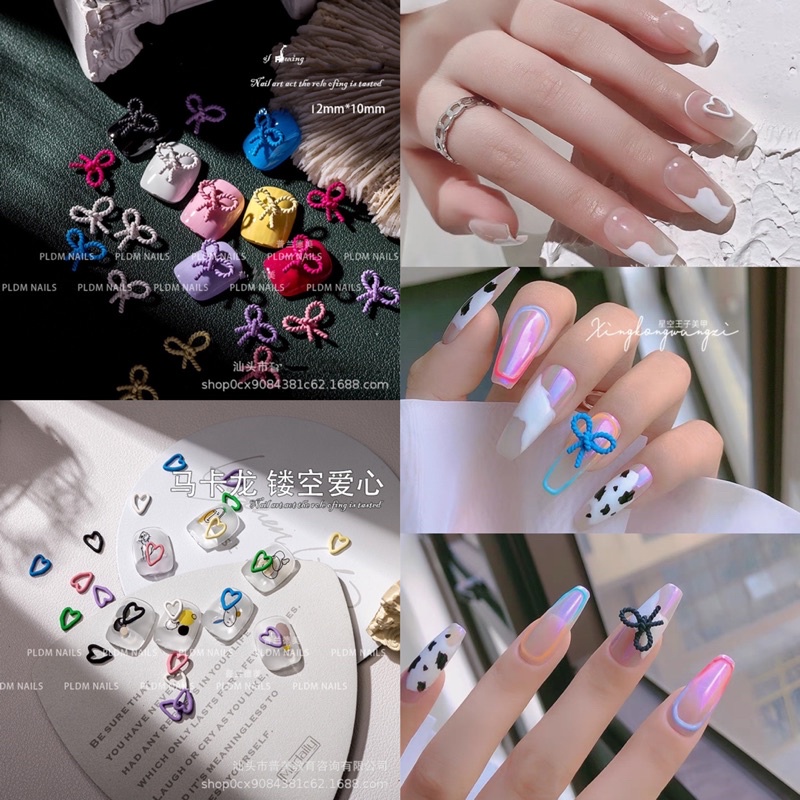 Charm nơ,charm tim trang trí móng độc lạ lẻ 1 cái