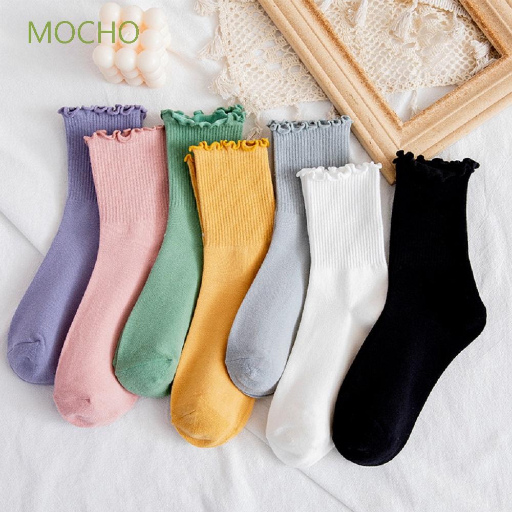 Vớ vải cotton thể thao màu trơn đơn giản mang phong cách Harajuku