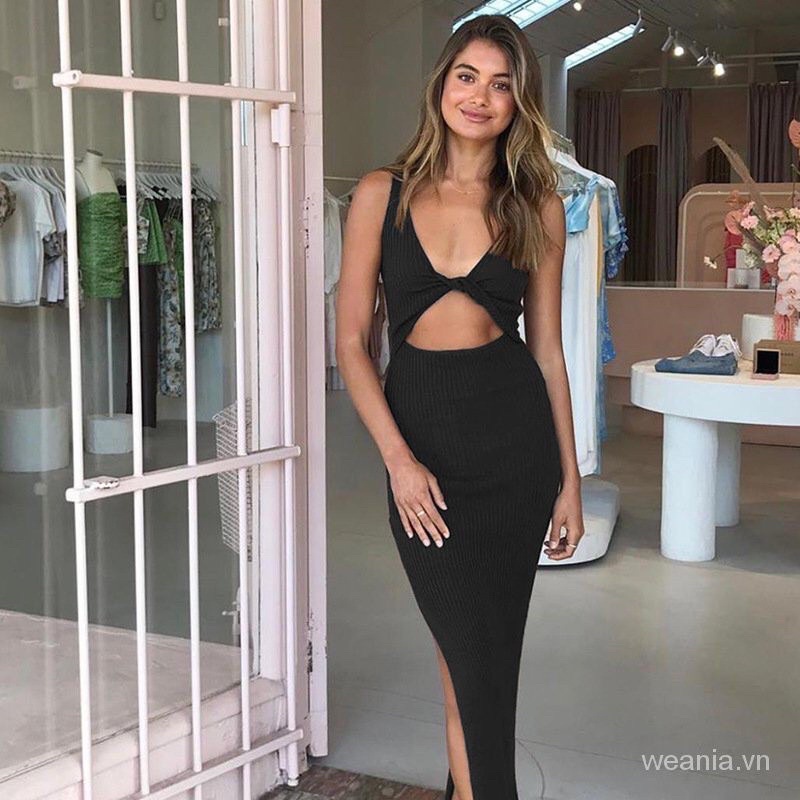 [FREESHIP] Đầm nữ ôm body chất tăm dày xoắn ngực mặc được hai kiểu siêu xinh
