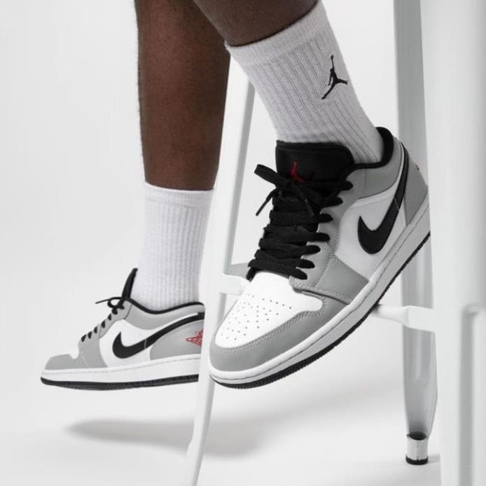 Giày sneaker JORDAN 1 XÁM CỔ THẤP hot trend nam nữ, Giày JD1 xám thấp dùng đi học,tập gym,chạy bộ