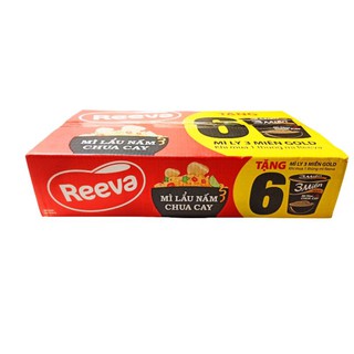 Thùng 30 gói Mì Reeva Lẩu Nấm Chua Cay 85g (Tặng 6 ly 3 miền Gold)