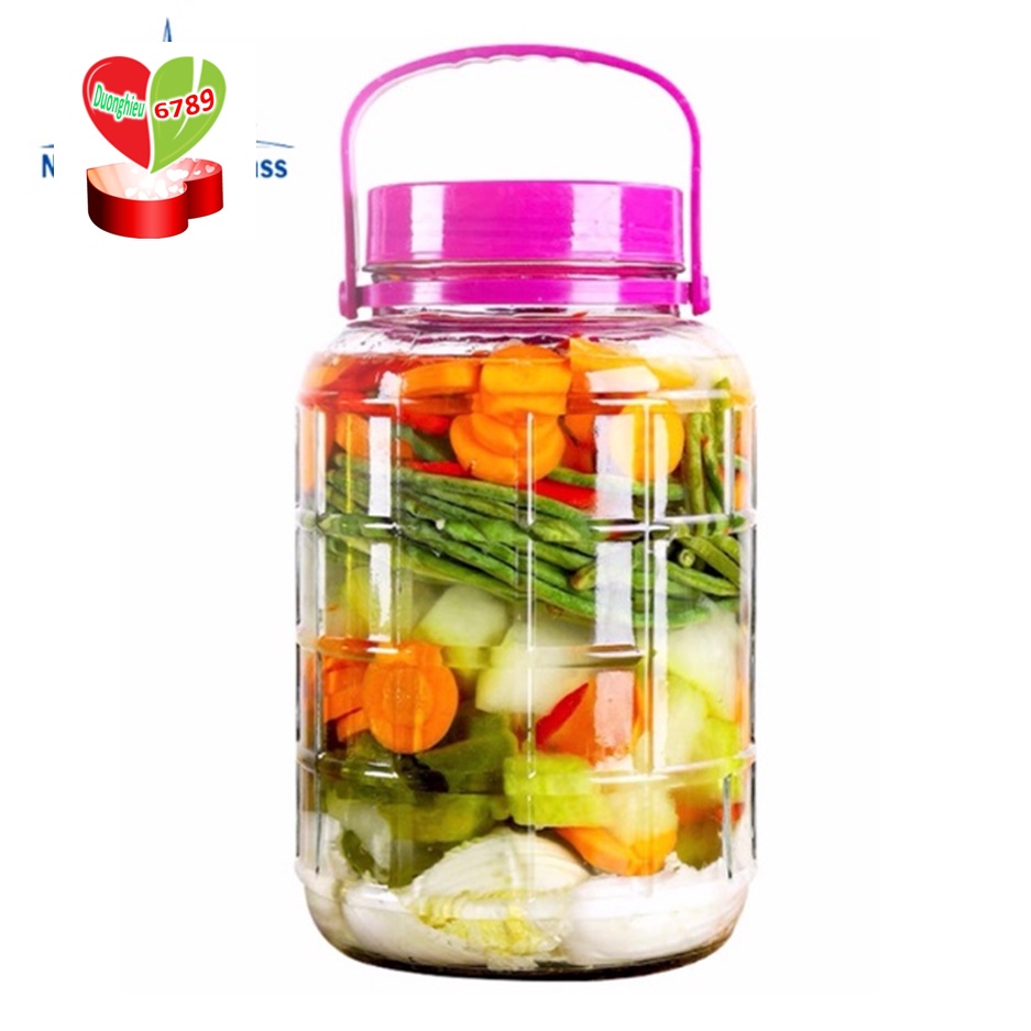 Bình Ngâm Rượu Thủy Tinh Nắp Tím/Đỏ Quai Xách Nhiều Size - Duonghieu6789