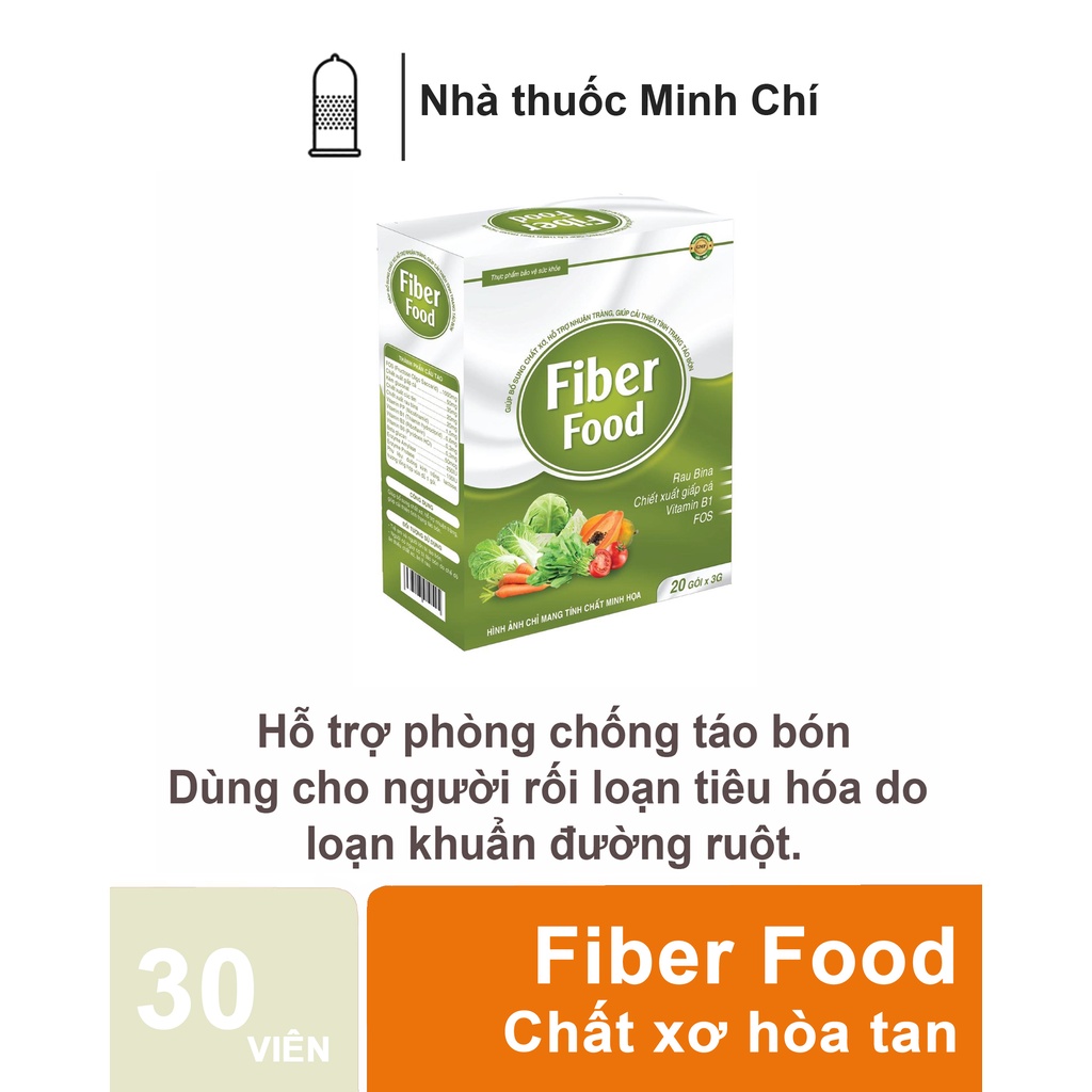 Chất xơ hòa tan Fiber Food giảm táo bón ở phụ nữ có thai, trẻ em và người lớn hôp 20 gói x 3 gam
