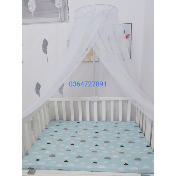Cũi Gỗ Quế Dành Cho Em Bé Combo Cũi, đệm, Màn, Ga cotton