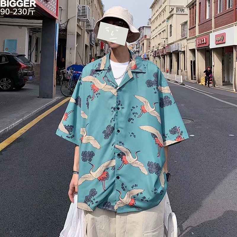 Áo sơ mi tay ngắn in họa tiết thời trang cho nam size m-3xl