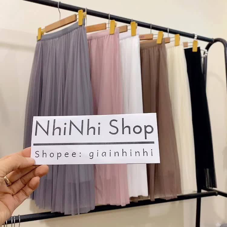 Chân váy xếp ly dài hàng QC, Chân váy maxi lưới lụa cạp chun CV1550 - NhiNhi Shop | BigBuy360 - bigbuy360.vn
