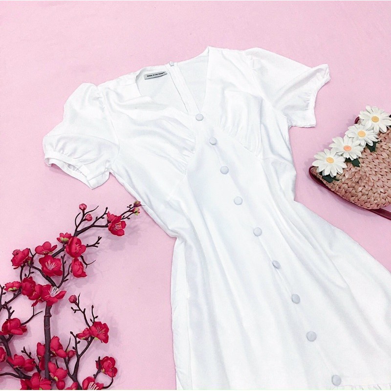 Đầm đuôi cá cổ V nút bọc ( kèm hình thật) | BigBuy360 - bigbuy360.vn