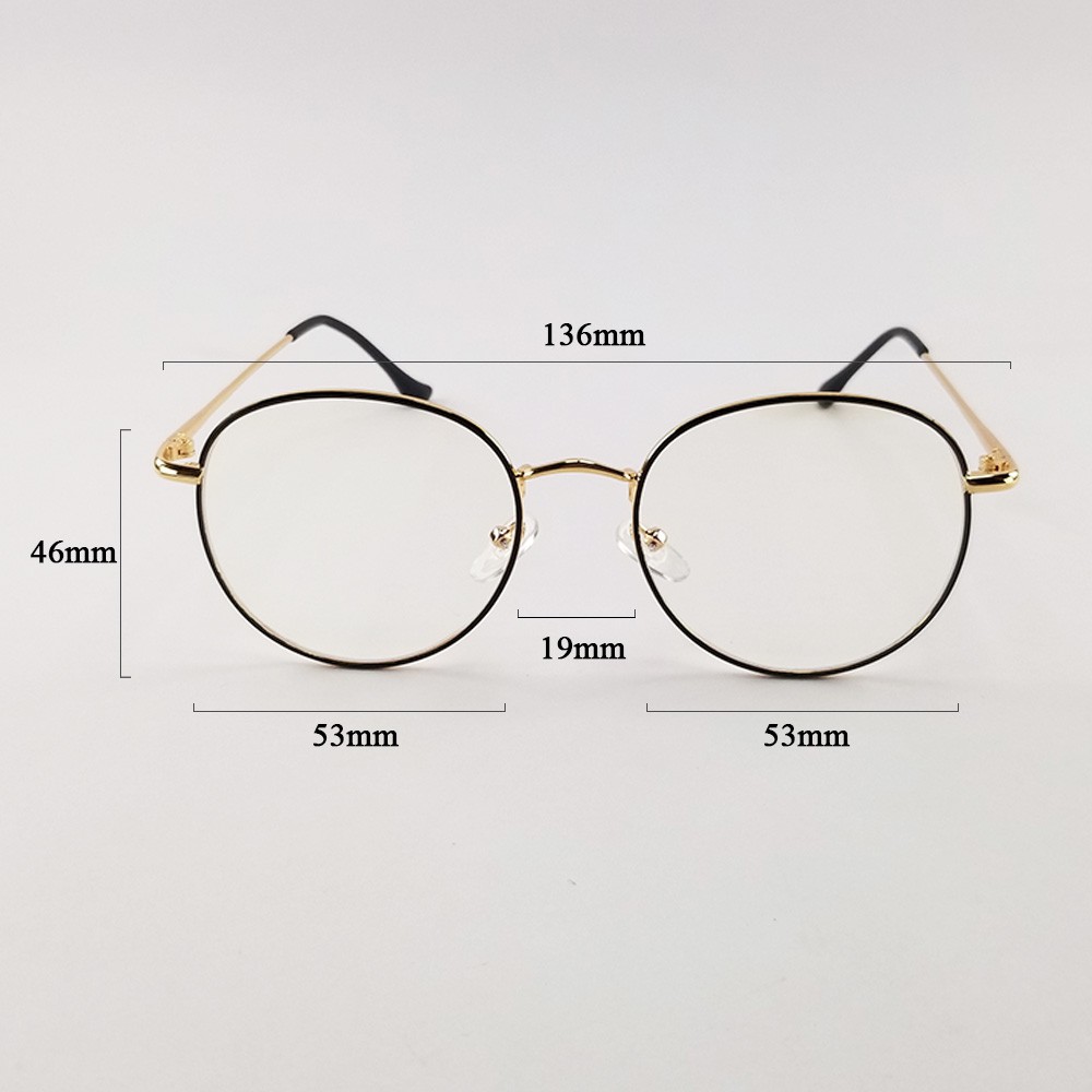 Gọng kính nam nữ màu bạc đen, vàng đen 9008. Mắt cận tròn chất liệu kim loại, tròng kính giả cận chống ánh sáng xanh, UV | BigBuy360 - bigbuy360.vn