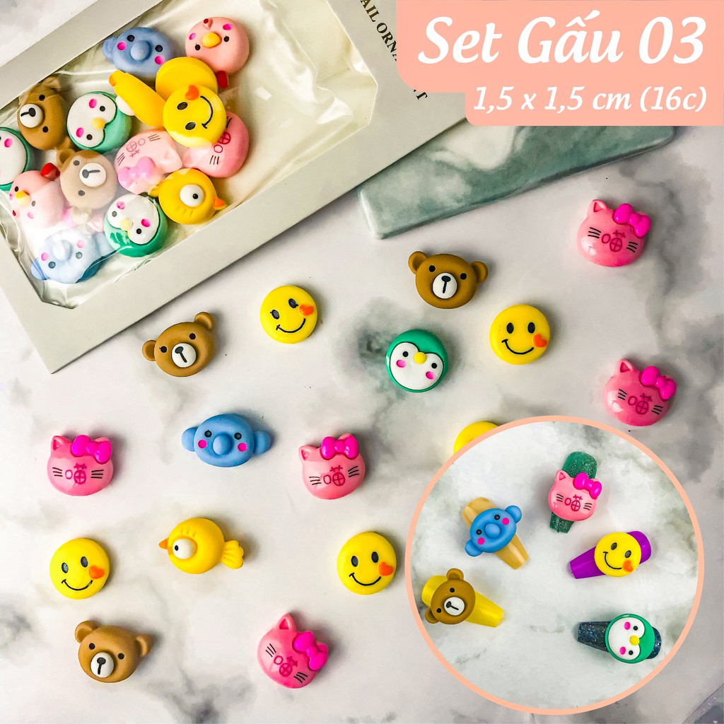 [PHỤ KIỆN NAIL] Set Charm Nail Hoạt Hình Hoa, Gấu Trang Trí Móng_ANGELICA