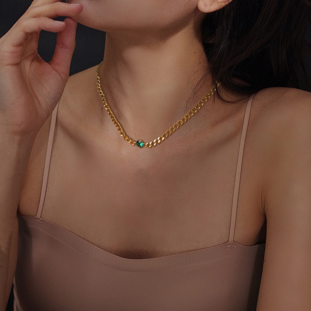 Vnox Vòng cổ Bằng Thép Không Gỉ Mạ Vàng Đính Đá CZ Liên Kết Cuban Thích Hợp Làm Quà Tặng Trang Sức