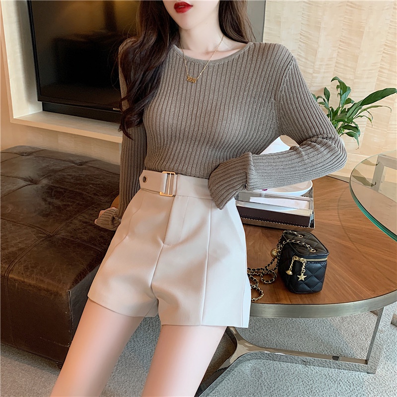 Quần short nữ lưng cao ​quần sooc nữ lưng cao cạp đai có cúc bấm vải mưa vitex - Mia Shore