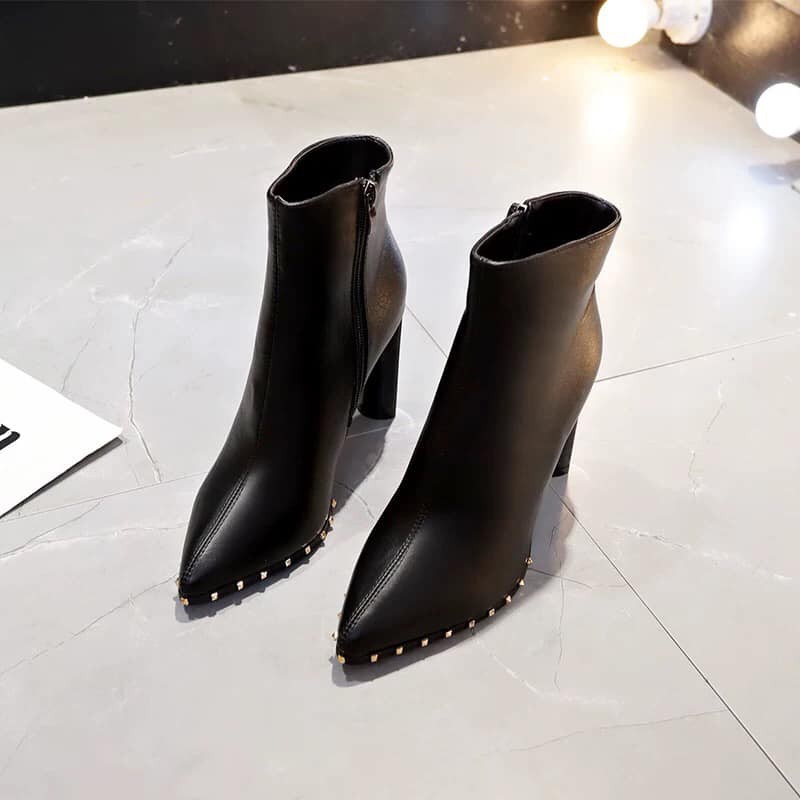 Boots cao gót viền đinh tán cao 9cm [ Hình thật ở cuối ]
