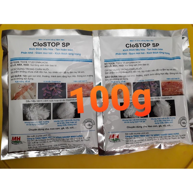Men clostop SP 100g. Phân khô, giảm mùi hôi, kích thích tăng trọng