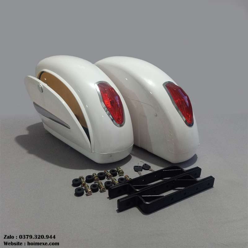 Thùng Hông Xe Máy, Xe Motor 300-750cc Màu Trắng