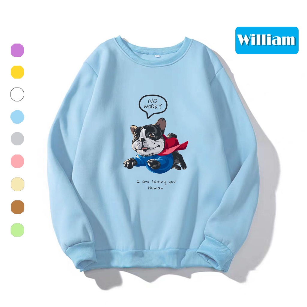 Áo sweater nam nữ in hình Cún cực cute chất nỉ dày dặn, hợp làm áo cặp William - DS189
