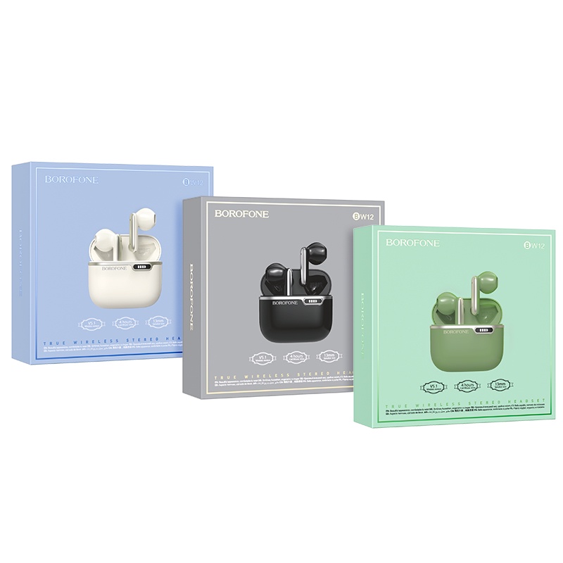 Tai Nghe Không Dây Borofone BW12 TWS Bluetooth 5.1 Hi-Fi Kèm Mic Có Đèn LED
