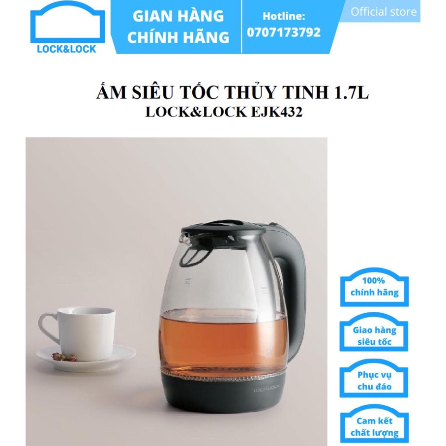 ẤM SIÊU TỐC THỦY TINH 1.7L LOCK&LOCK EJK432 1850-2200W – BẢO HÀNH CHÍNH HÃNG 12 THÁNG
