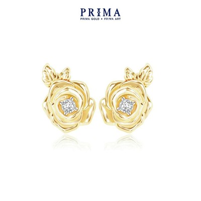 PRIMA Bông Tai Kim Cương -  9K - Hoa Hồng kiêu sa - BST ROSANNA - 991E1598