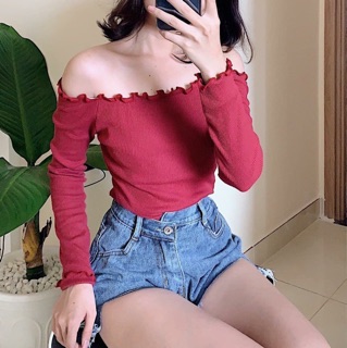 Áo bẹt vai tay dài