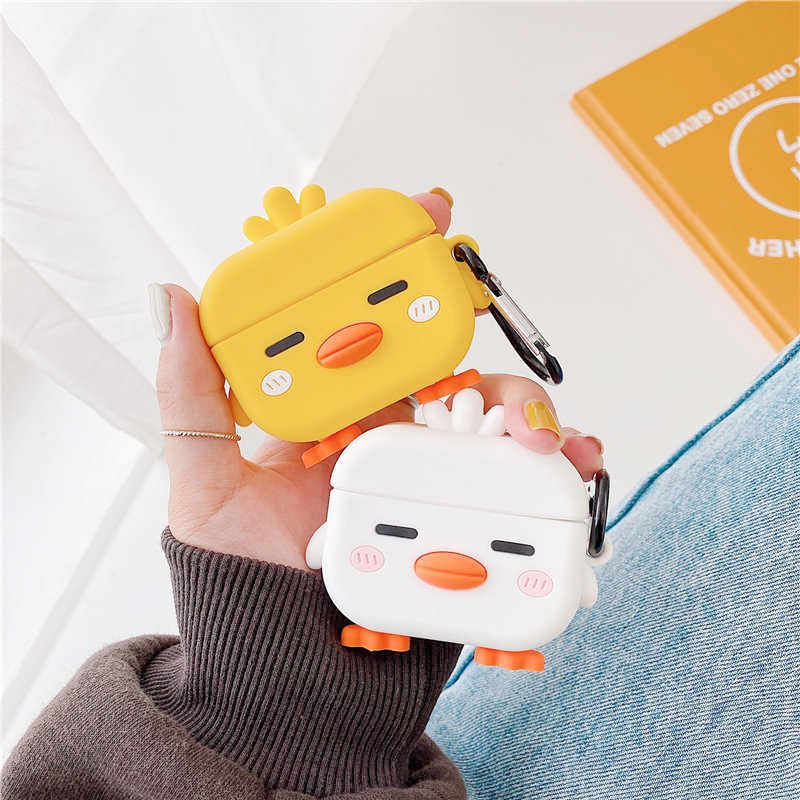 Case Airpods chicken gà vàng trắng dễ thương, vỏ ốp đựng bảo vệ tai nghe bluetooth Airpod 1 2 Pro