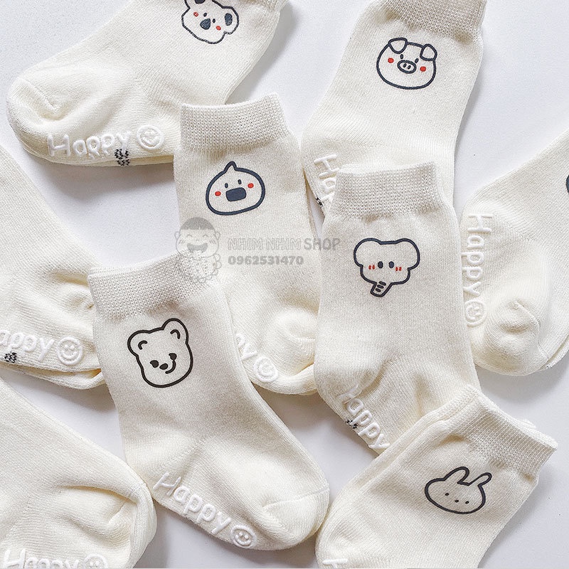 Tất cho bé vớ gấu trắng thời trang chống trượt cho bé phong cách hàn quốc