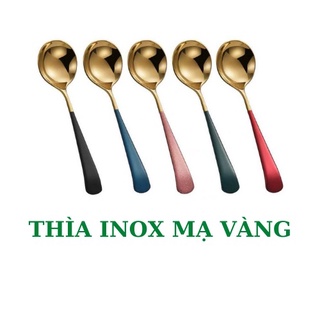 Thìa Inox mạ vàng cán dài nhiều màu sắc