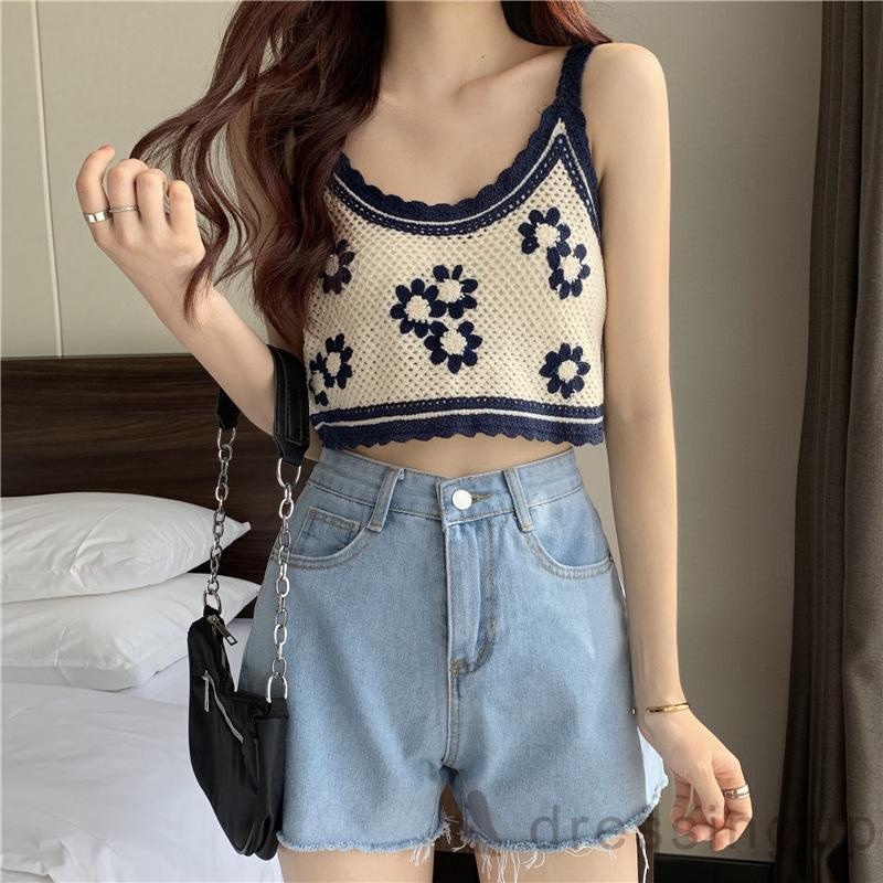 Áo Dệt Kim Cổ Tròn Hở Rốn Thêu Họa Tiết Thời Trang Cho Nữ