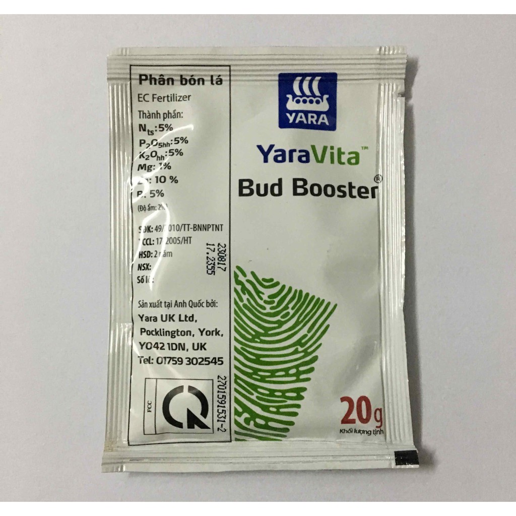 YaraVita Bud Booster gói 20gr - Phân bón lá vi lượng NPK cân đối, Zn cao giúp cây khỏe