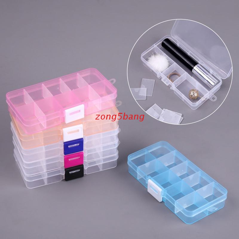 Hộp Nhựa Trong Suốt 10 Ngăn Đựng Thuốc/Trang Sức Nhiều Màu Sắc