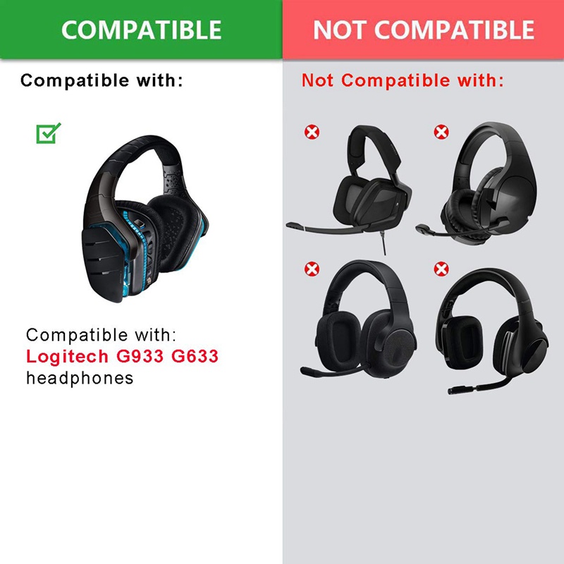 1 Cặp Miếng Đệm Tai Nghe Bằng Da Cho Logitech G933 G935 G633 / G 933 G 935 G 633 Artemis