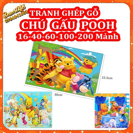 Tranh Xếp Hình Chú Gấu Pooh 16 40 60 100 200 Mảnh Bằng Gỗ Ghép Hình