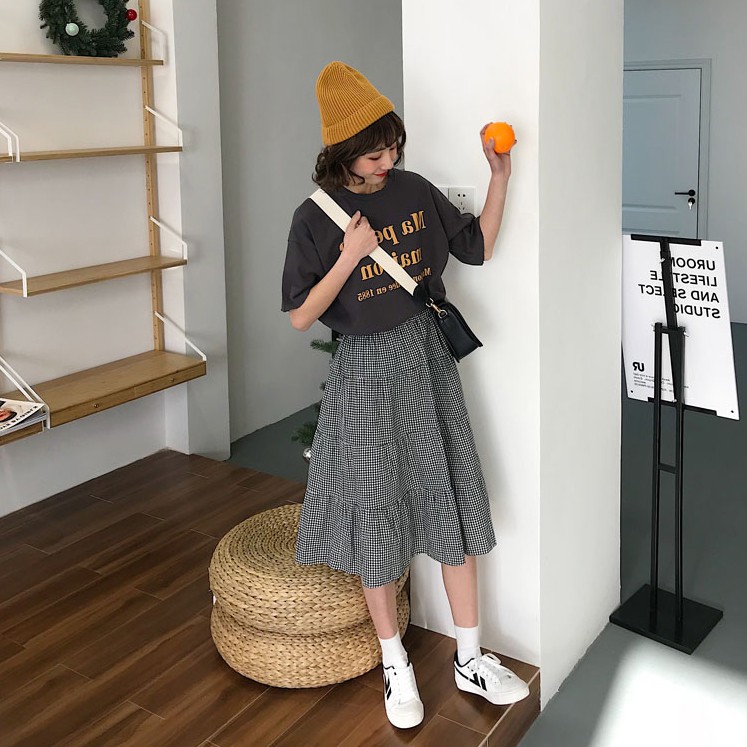 [CÓ SẴN] HÀNG QC CHÂN VÁY CARO DÀI ULZZANG VINTAGE / GHZ | BigBuy360 - bigbuy360.vn