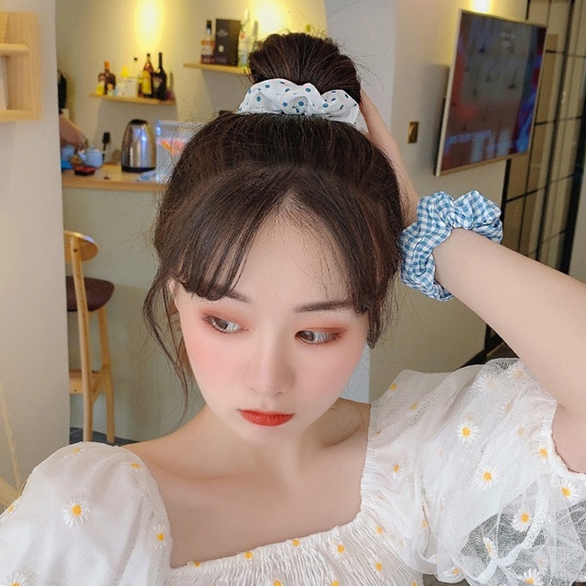 Dây Buộc Tóc Scrunchies Màu Xanh Dương Nhiều Mẫu Dễ Thương Có Thể Dùng Làm Vòng Tay  – Hadichi
