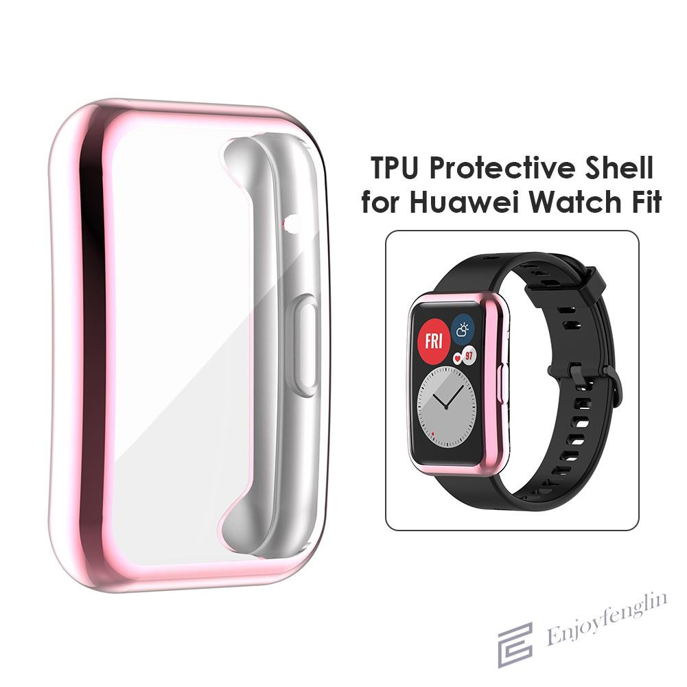 （En） TPU Protector Case Anti Scratches Full Cover Screen for Huawei Watch Fit 