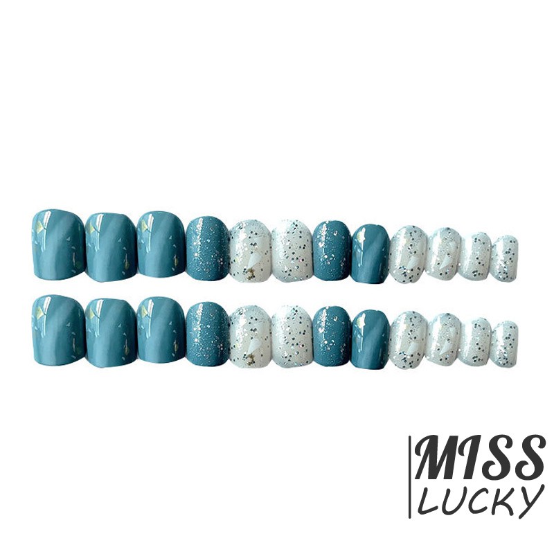 VN Set 24 Móng Tay Giả Họa Tiết Đá Cẩm Thạch Thời Trang Cho Nữ