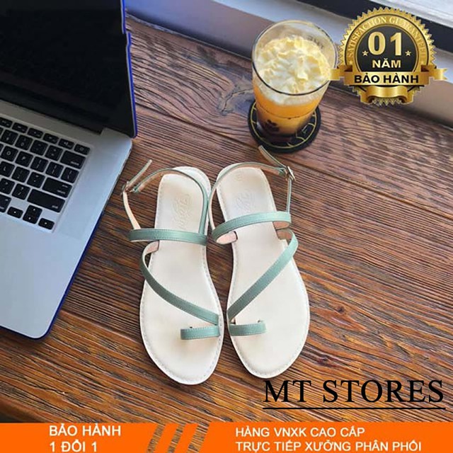 Sandal nữ đi học đế thấp MTSTORES234 - Dép sandal xỏ ngón đầy cá tính