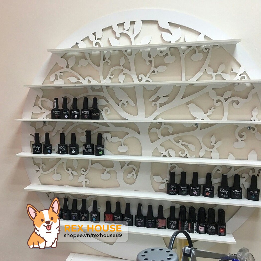 Kệ Để Nước Sơn Treo Tường - Kệ Để Sơn Gel Hoa Lá Hình Tròn