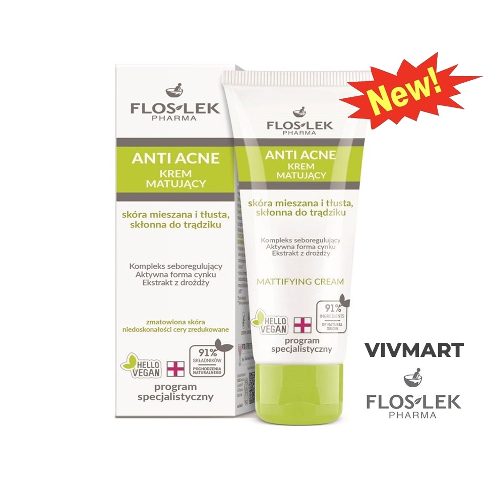 ✅ Kem Dưỡng Kiểm Soát Dầu Và Điều Tiết Nhờn Floslek Anti Acne Mattifying Cream 50ml