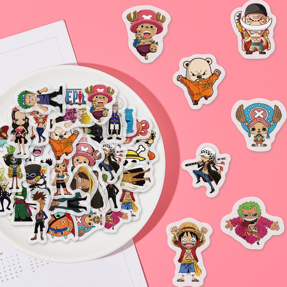 Bộ 40 miếng hình dán nhân vật One Piece trang trí thủ công