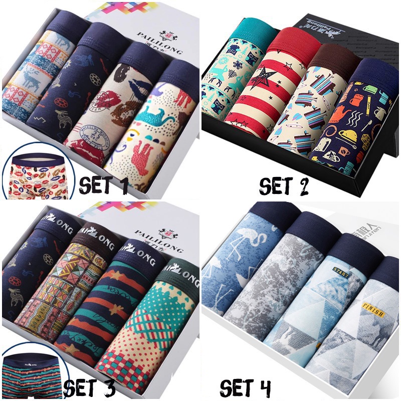Hộp 4 Quần Lót Nam Boxer  Cao Cấp xuất Âu