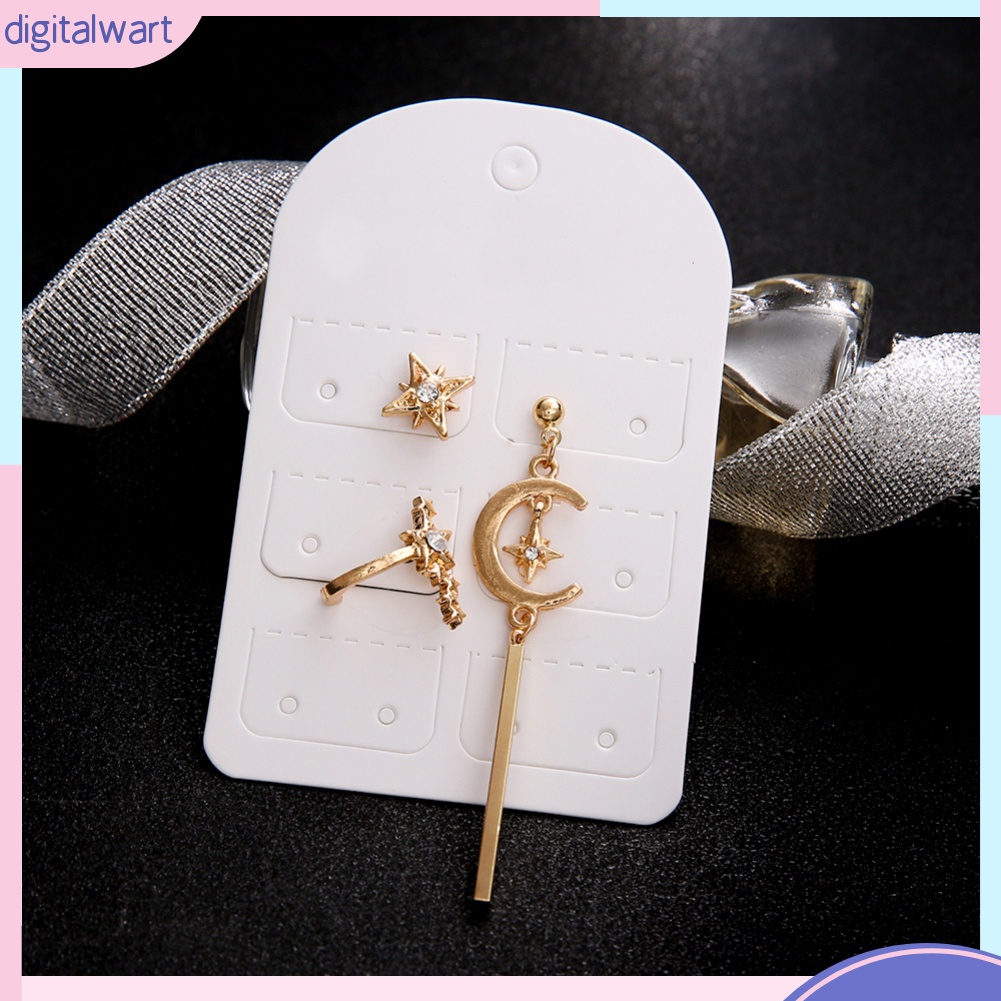 Set 3 khuyên tai họa tiết trăng và sao thời trang cho nữ